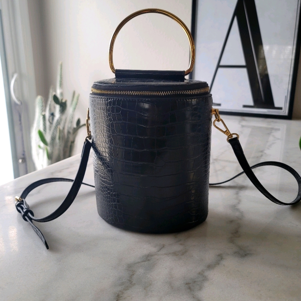 Black faux leather purse